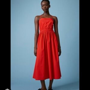 H&M Back Laced Dress Red Cotton New